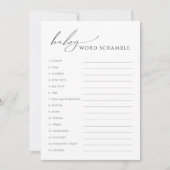Neutrale Baby-Word-Scramble-Karte für das weiblich Einladung (Vorderseite)