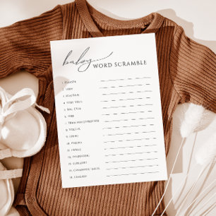 Neutrale Baby-Word-Scramble-Karte für das weiblich Einladung