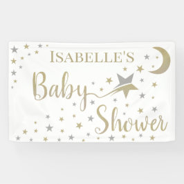 Neutrale Babydusche aus Gold und Silber Stars Banner