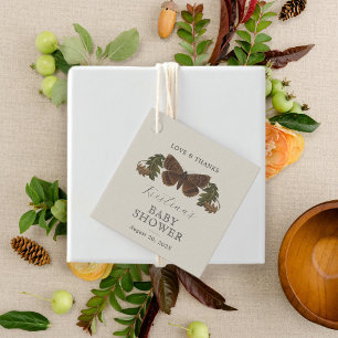 Neutrale Babydusche aus Holz Geschenkanhänger
