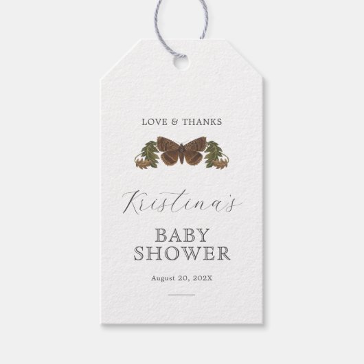 Neutrale Babydusche aus Holz Geschenkanhänger (Vorderseite)