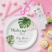 Neutrale Babydusche aus neuem Grünleder Pappteller (Party)