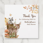 Neutrale Babydusche aus rustikalem Wald Geschenkanhänger (Rückseite)