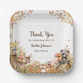 Neutrale Babydusche aus rustikalem Wald Pappteller (Vorderseite)