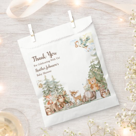 Neutrale Babydusche aus Wäldern Geschenktütchen (Ausgeschnitten)