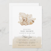 Neutrale Babydusche Beige Einladung (Vorne/Hinten)