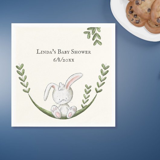 Neutrale Babydusche des weißen Kaninchens Serviette