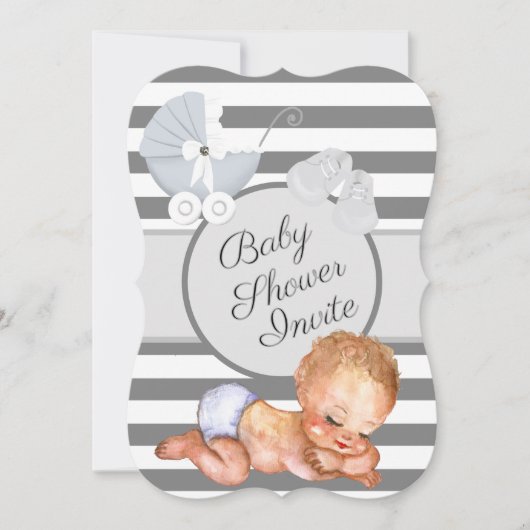 Neutrale Babydusche Einladung (Vorderseite)