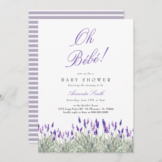 Neutrale Babydusche Einladung (Vorne/Hinten)