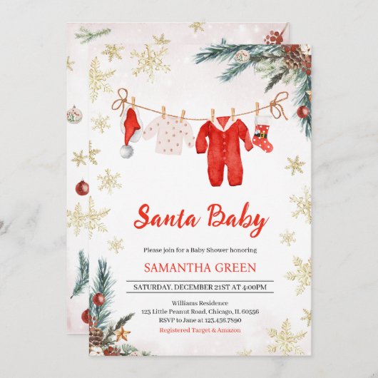 Neutrale Babydusche Einladung (Vorne/Hinten)