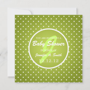 Neutrale Babydusche Elegant Polka Dot Green Einladung