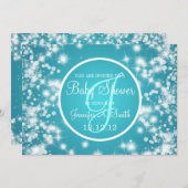 Neutrale Babydusche Elegant Winter Sparkle Blau Einladung (Vorne/Hinten)