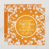 Neutrale Babydusche Elegant Winter Sparkle Orange Einladung (Vorne/Hinten)
