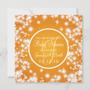 Neutrale Babydusche Elegant Winter Sparkle Orange Einladung