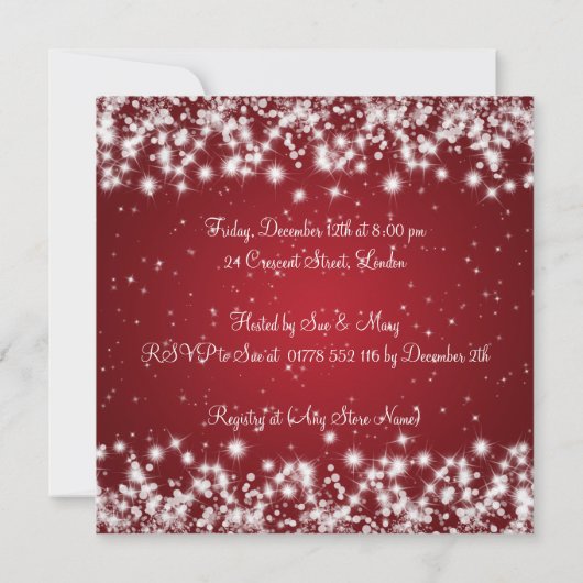 Neutrale Babydusche Elegant Winter Sparkle Rot Einladung (Rückseite)