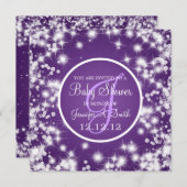 Neutrale Babydusche Eleganter Winterspark Lila Einladung (Vorne/Hinten)