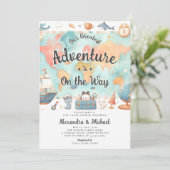 Neutrale Babydusche für beste Adventure Paare Einladung (Stehend Vorderseite)