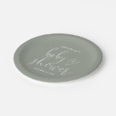 Neutrale Babydusche für das männliche grüne Geschl Pappteller (Schrägansicht)