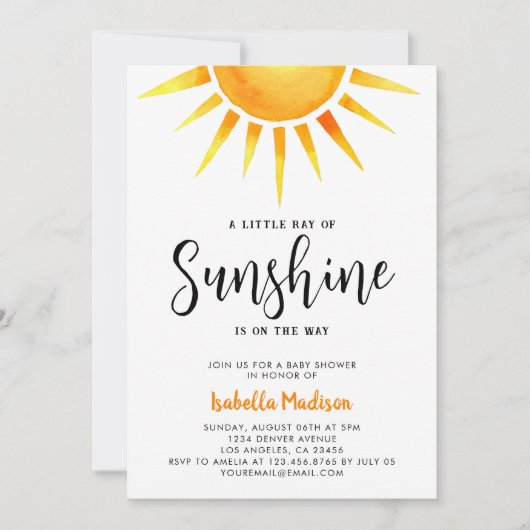 Neutrale Babydusche für das Sonnenlicht Einladung (Vorderseite)