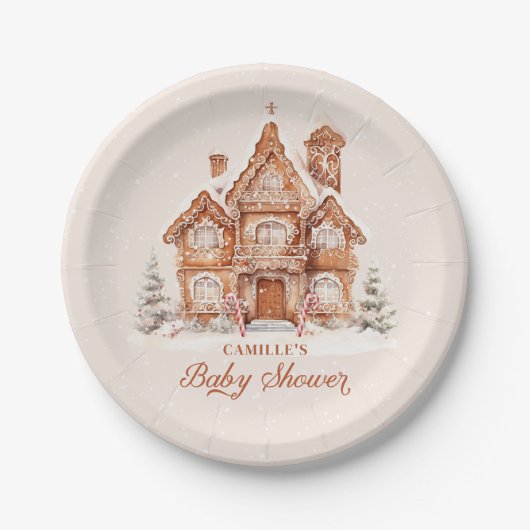 Neutrale Babydusche für das Wintergeschlecht Perso Pappteller (Vorderseite)