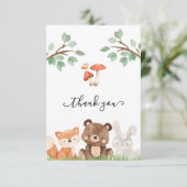 Neutrale Babydusche für das Woodland Gender Vielen Dankeskarte (Stehend Vorderseite)