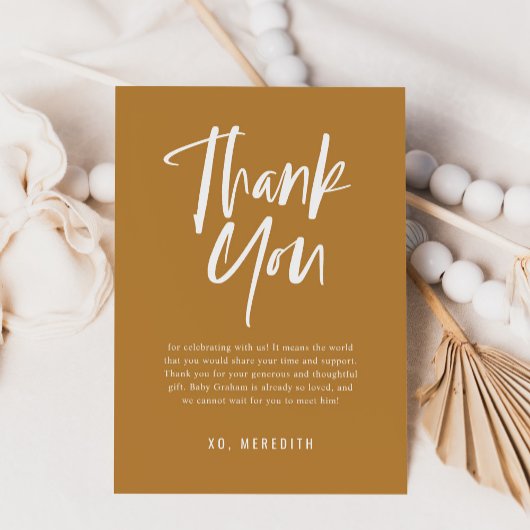 Neutrale Babydusche für einfache Kalligraphie Dankeskarte