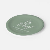 Neutrale Babydusche für einfache Kalligraphie Pappteller (Schrägansicht)