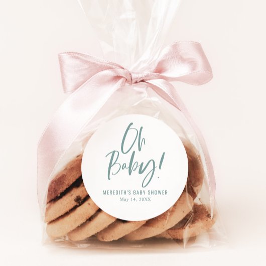 Neutrale Babydusche für einfache Kalligraphie Runder Aufkleber