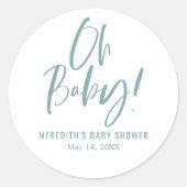 Neutrale Babydusche für einfache Kalligraphie Runder Aufkleber (Vorderseite)