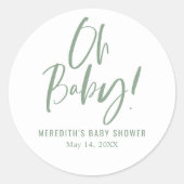 Neutrale Babydusche für einfache Kalligraphie Runder Aufkleber (Vorderseite)