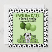 Neutrale Babydusche für grüne Dalmatiner Einladung (Vorderseite)