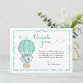 Neutrale Babydusche für Grüne Elefanten Dankeskarte (Stehend Vorderseite)