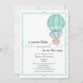 Neutrale Babydusche für Grüne Elefanten Einladung (Vorderseite)