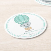 Neutrale Babydusche für Grüne Elefanten Runder Pappuntersetzer (Angewinkelt)