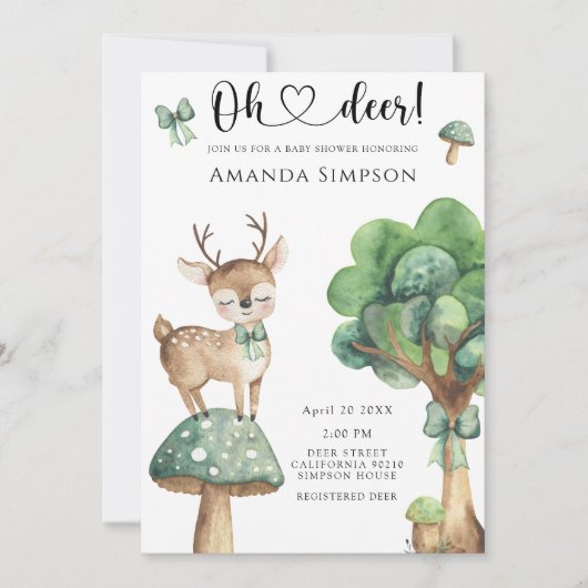 Neutrale Babydusche für Hirsche Einladung (Vorderseite)