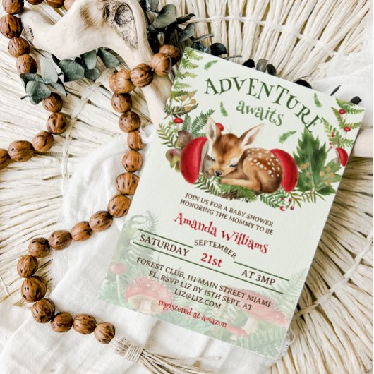 Neutrale Babydusche für Hirschwald Einladung