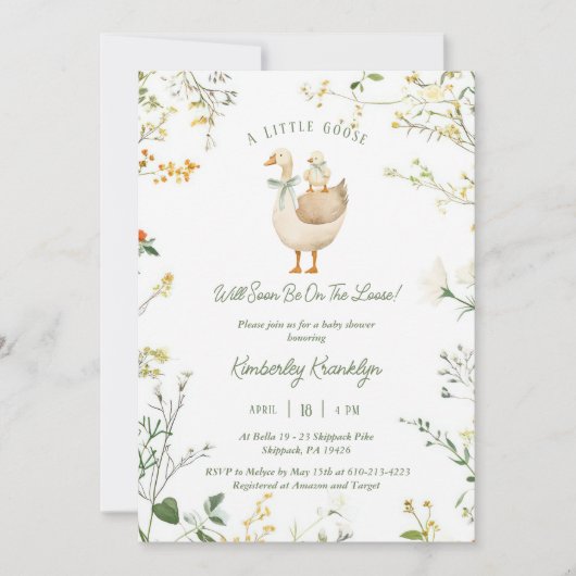 Neutrale Babydusche für kleine Gänse Einladung (Vorderseite)