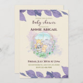 Neutrale Babydusche für lila Geschlechter Einladung (Vorne/Hinten)