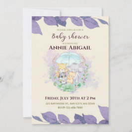 Neutrale Babydusche für lila Geschlechter Einladung