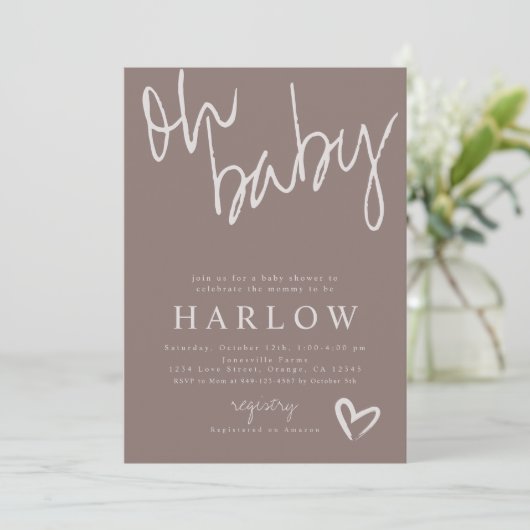 Neutrale Babydusche für moderne Babys einladen Ankündigung (Stehend Vorderseite)