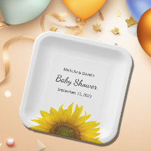 Neutrale Babydusche für moderne Sonnenblumen