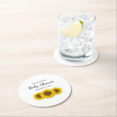 Neutrale Babydusche für moderne Sonnenblumen Runder Pappuntersetzer (Vor Ort)