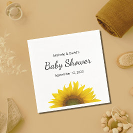 Neutrale Babydusche für moderne Sonnenblumen Serviette