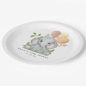 Neutrale Babydusche für niedliche Elefanten Pappteller (Schrägansicht)