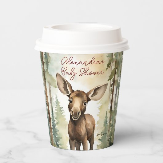 Neutrale Babydusche für niedliche Elterntiere Pappbecher (Rückseite)