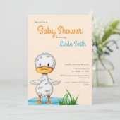 Neutrale Babydusche für niedliche Enten Einladung (Stehend Vorderseite)