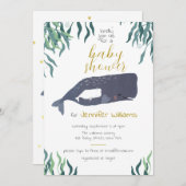 Neutrale Babydusche für Niedlichen Wal Einladung (Vorne/Hinten)