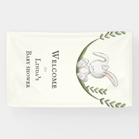 Neutrale Babydusche für niedliches Weiße Kaninchen Banner (Horizontal)