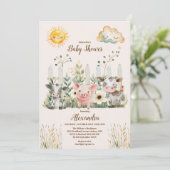 Neutrale Babydusche für Nutztiere Einladung (Stehend Vorderseite)