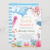 Neutrale Babydusche für Ozeane Einladung (Vorne/Hinten)